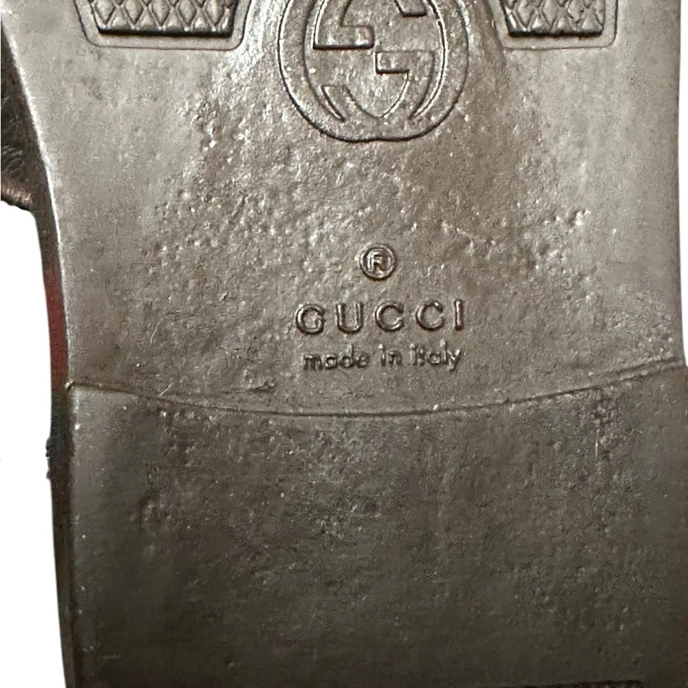 Gucci Brown and Red Sandals with Leather Straps